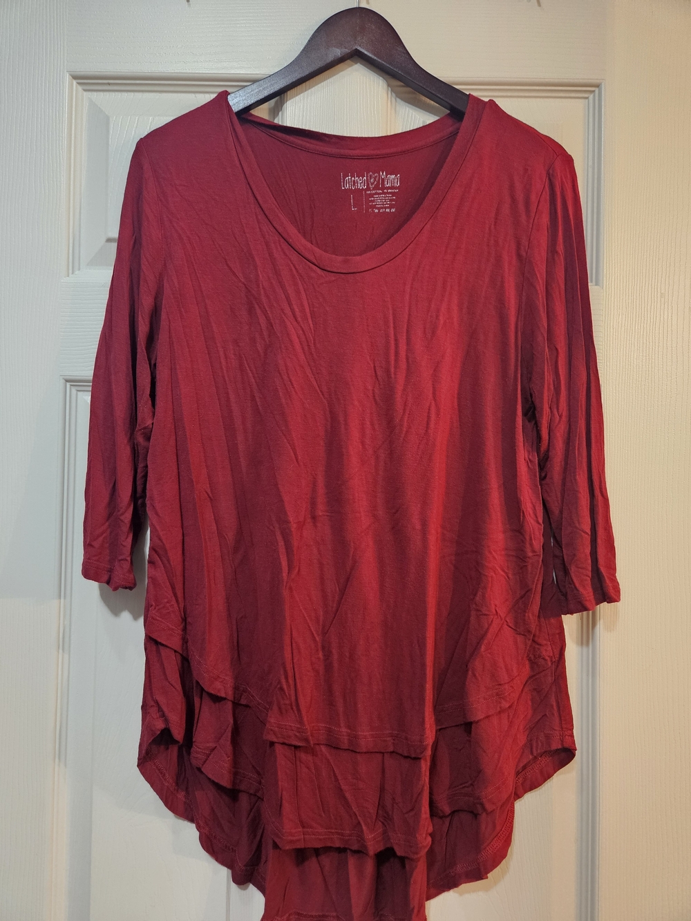 Latched Mama Red Layered Nursing Tunic Top